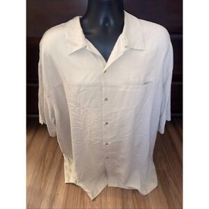 Tiger Woods Shirt Men's Suze 4XL Beige Classic Short Sleeve Button-Up